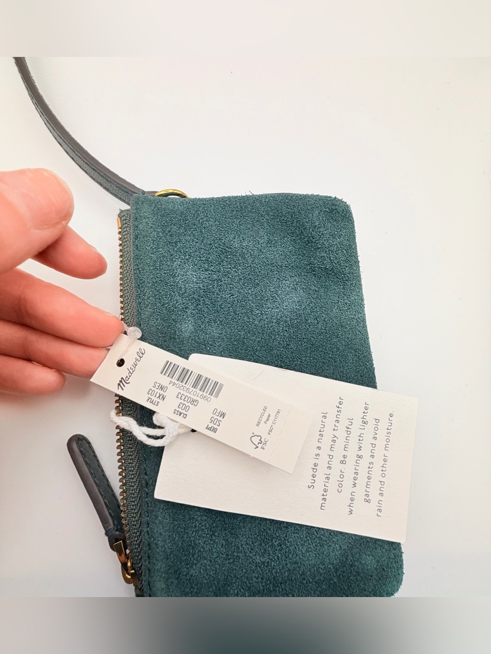 Madewell The Clip-Strap Pouch Green Suede NWT - Picture 7 of 10